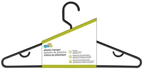 Black Recycled Plastic Hangers with Accessory Hooks, 15 Pack