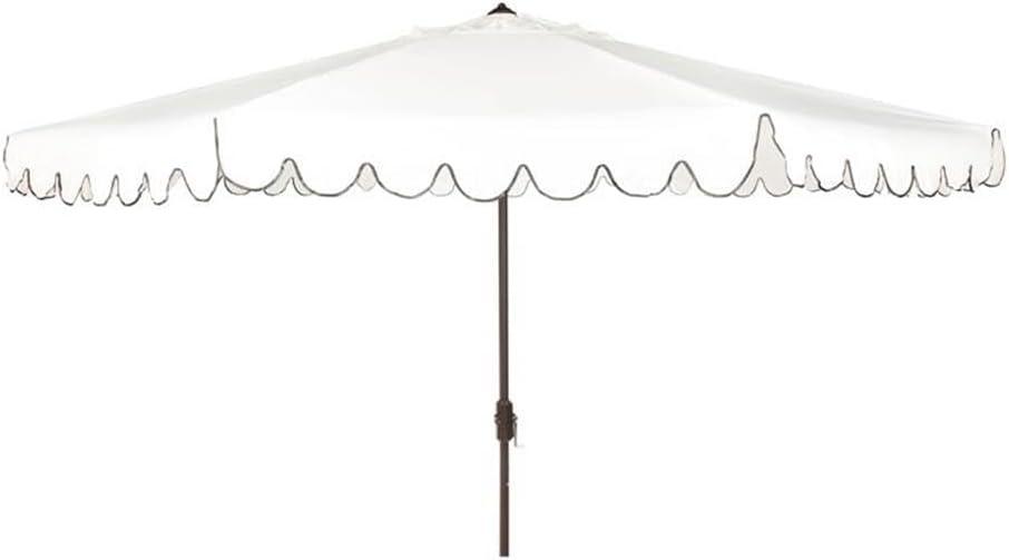 Venice 11Ft Round Crank Umbrella - PAT8110 - Ivory/Black - Safavieh