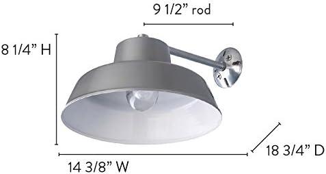 Canarm BL14CWS All Weather 1-Bulb Ceiling or Wall Mount All Weather Light with Clear Glass Globe, Grey Medium
