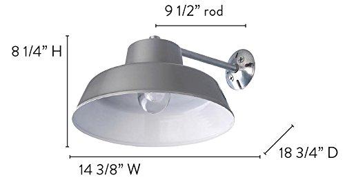 Canarm BL14CWS All Weather 1-Bulb Ceiling or Wall Mount All Weather Light with Clear Glass Globe, Grey Medium