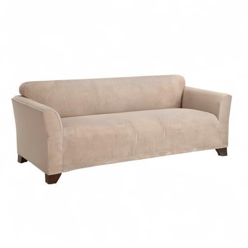 Stretch Morgan Sofa Slipcover Khaki - Sure Fit: Elastic Knit, Protective Furniture Cover