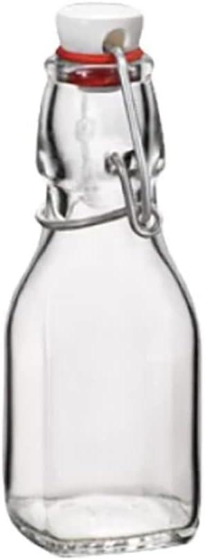 Bormioli Rocco Swing Bottle - 4.25 oz, Recyclable Glass with Airtight Seal - BPA-Free & Dishwasher Safe - Leakproof, Stain Proof Food Storage