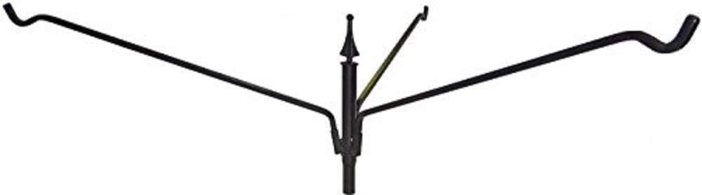 Black Steel 90" Three Arm Bird Feeder Pole with Extended Reach