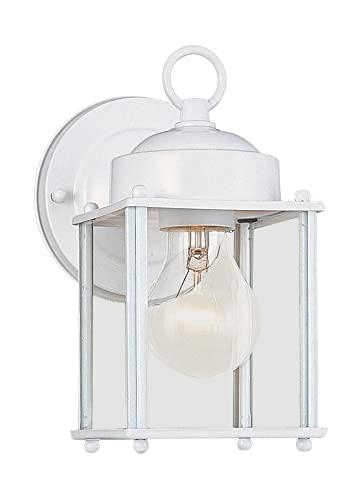 New Castle 1-Light White Outdoor 8.25 in. Wall Lantern Sconce