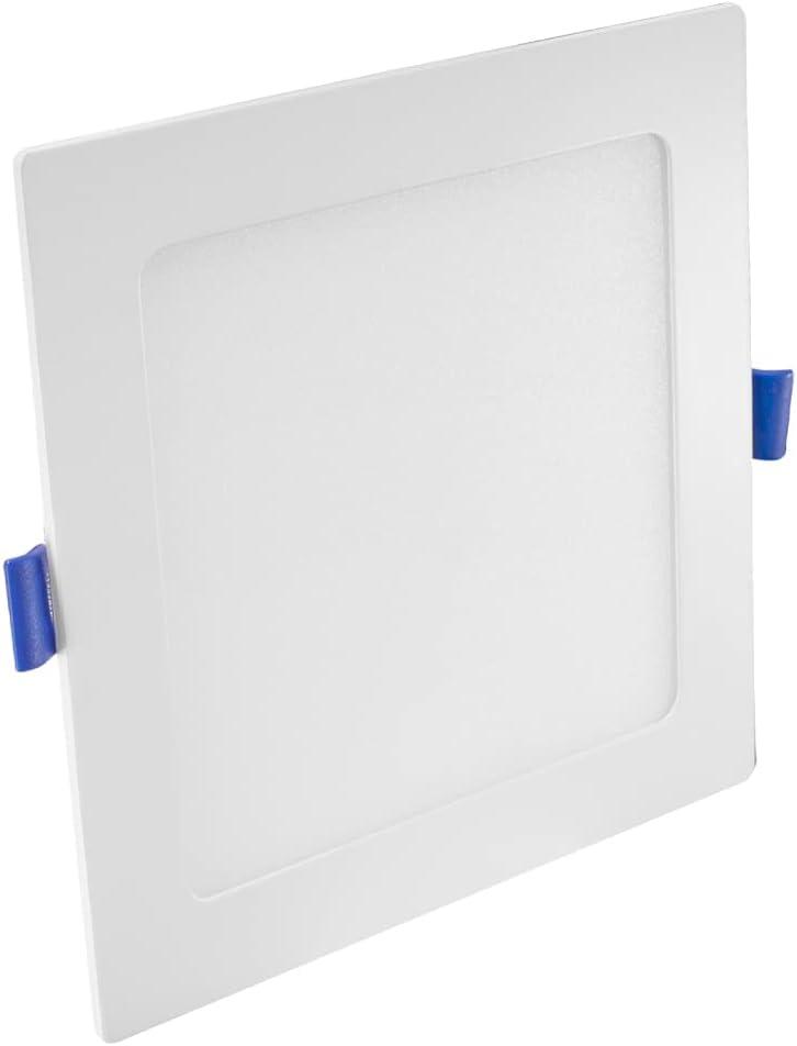 Maxxima 6 in. Square Ultra Thin LED Downlight, Slim Recessed Canless Light, IC Rated, 1000 Lumens, 5 Color Temperature Selectable 2700K/3000K/3500K/4000K/5000K, Dimmable, White Trim, J-Box Included