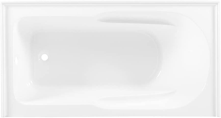 Kingston Brass Aqua Eden 60-Inch Acrylic Rectangular 3-Wall Alcove Tub with Anti Skid and Drain Hole