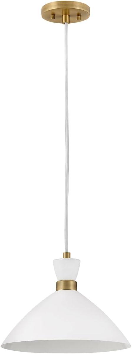 Lark Simon 1 - Light Pendant in  Matte White/Heritage Brass