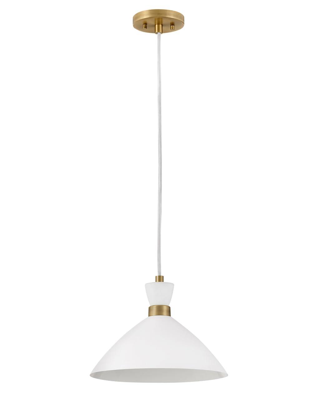 Lark Simon 1 - Light Pendant in  Matte White/Heritage Brass