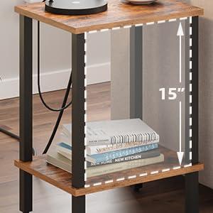 End Table, Set of 2, Side Table, Nightstand, 2-Tier Storage Shelf, Sofa Table for Small Space, Living Room, Bed Room TB01BB035