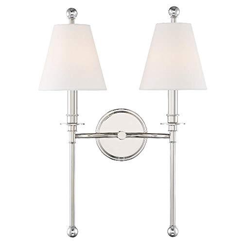 Dark Bronze 2-Light Sconce with White Silk Shades