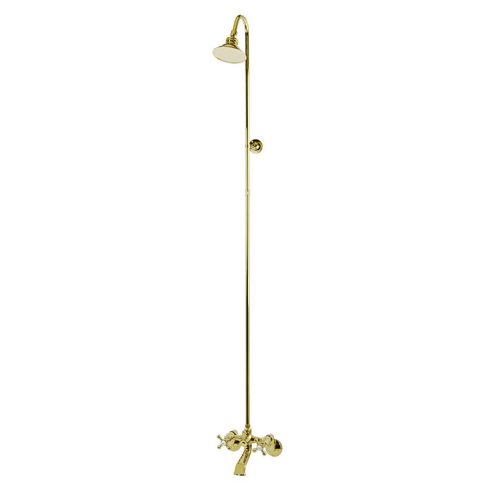 Kingston Brass Vintage Two-Handle 2-Hole Wall Mount Clawfoot Tub Faucet Package with Shower Combo
