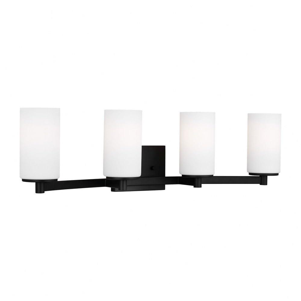 Midnight Black 29" Vanity Light with Etched Glass Shades