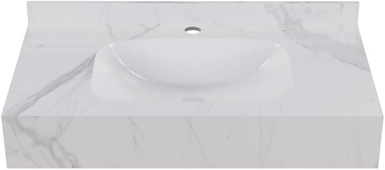 Avancer 36'' Wall Mount Sink In White Marble