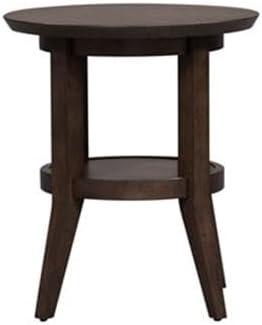 Ventura Dark Brown Round Wood End Table with Shelf