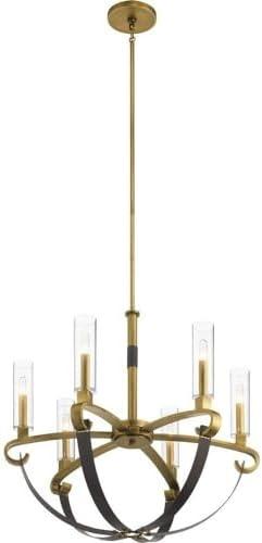 KICHLER Artem 26" 6 Light Chandelier with Clear Glass Cylinders in Natural Brass