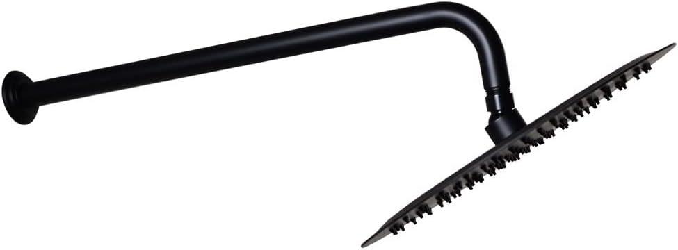 Westbrass COSHR1203-62 12" Round Thin Rainfall Shower Head with 1/2" IPS x 19" IPS Wall Mount 90-Degree Arm and Flange