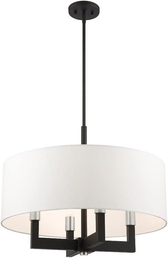 Cresthaven 4-Light Brushed Nickel Chandelier with Off-White Fabric Shade