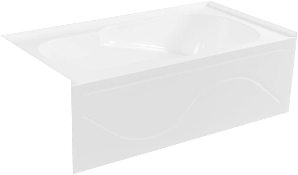 Kingston Brass Aqua Eden 60-Inch Acrylic Rectangular 3-Wall Alcove Tub with Anti Skid and Drain Hole