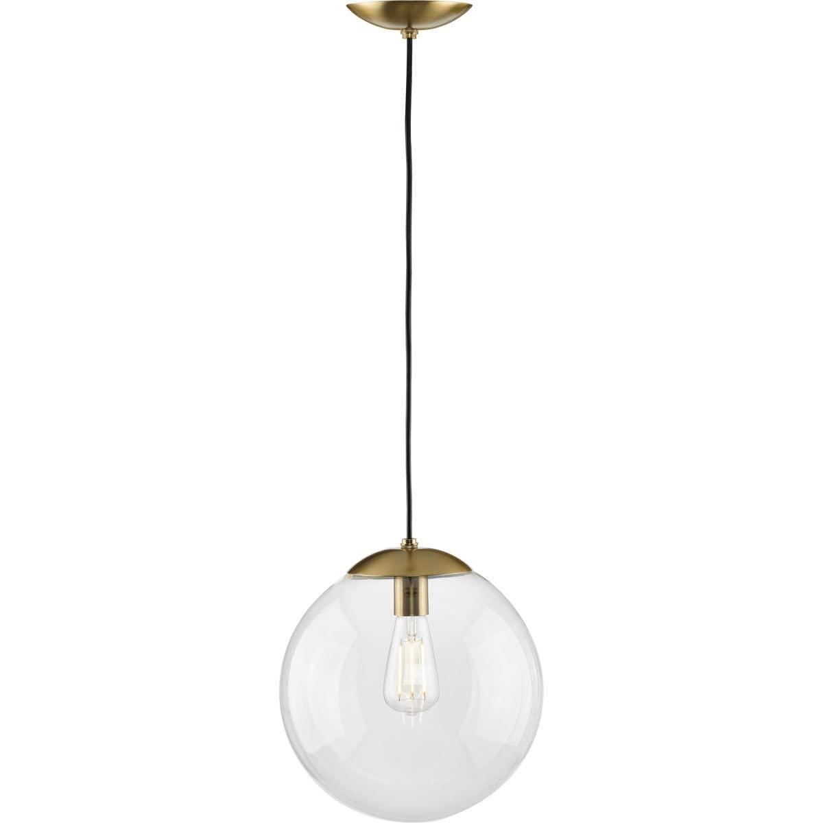 Progress Lighting P500311-109 Atwell - 1 Light Large Pendant   Brushed Bronze Finish with Clear Glass