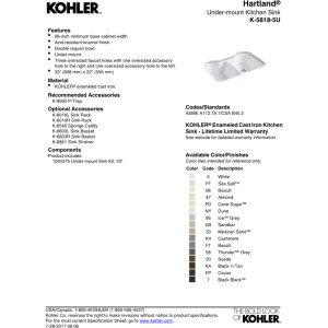 Hartland® 33" L x 22" W Undermount Kitchen Sink