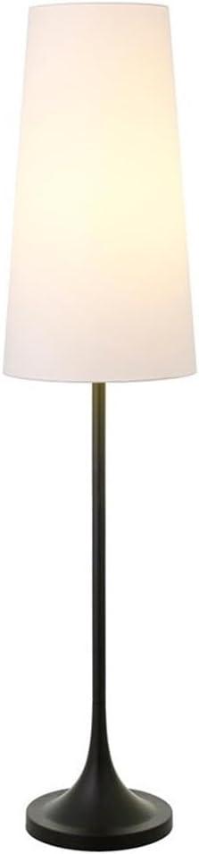 Evelyn&Zoe Yana 60" Tall Floor Lamp with Fabric shade in Blackened Bronze/White