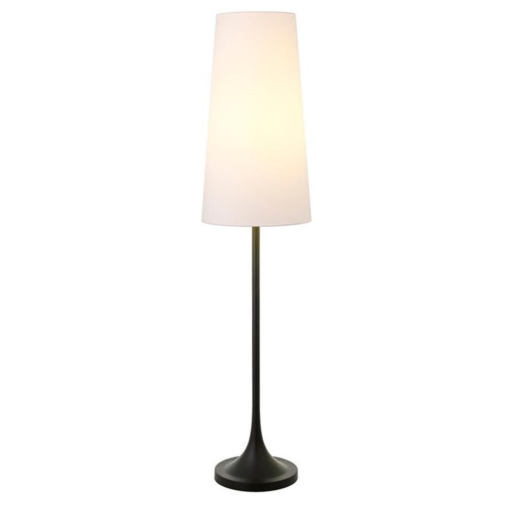 Evelyn&Zoe Yana 60" Tall Floor Lamp with Fabric shade in Blackened Bronze/White