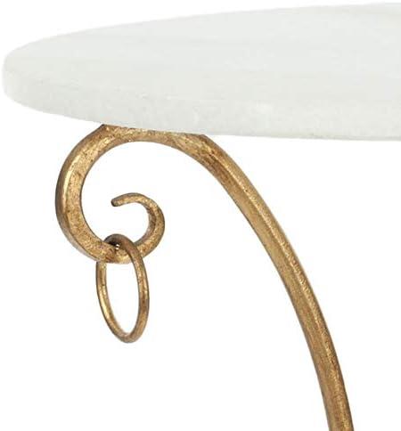 Tamara Ringed Round Top Gold Accent Table - Gold/White - Safavieh.