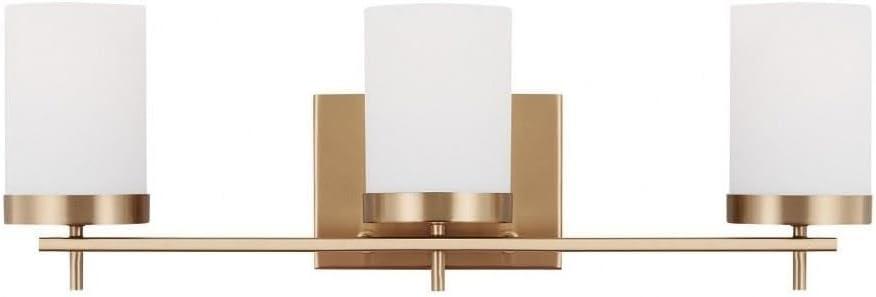 Generation Lighting 3-Light Zire Modern Bath Fixture Wall Lamp Satin Brass 4490303-848, Bathroom Light Fixture for Home Décor, Wall Sconce Vanity Light Fixture and Bathroom Accessory