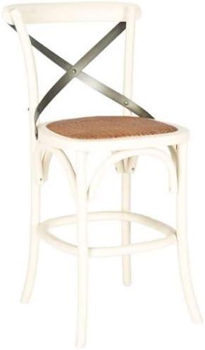 Eleanor Ivory and Black Oak X-Back Counter Stool