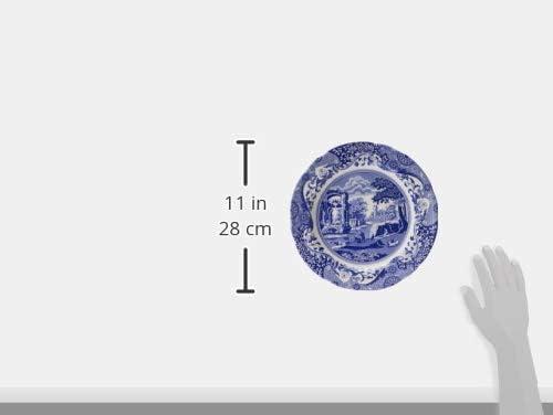 Blue Italian 12-Piece Porcelain Dinnerware Set with Scenic Design