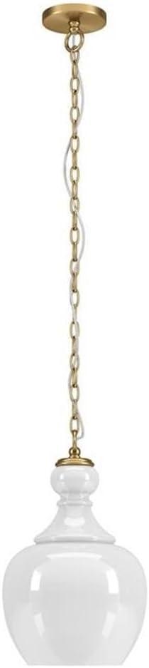 Henn&Hart 11" Brushed Brass Finish Metal/Glass Pendant