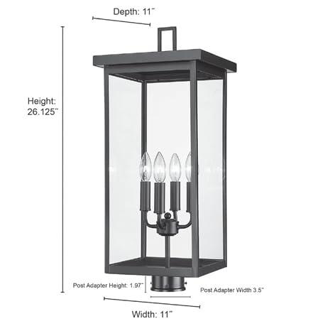 Millennium Lighting Barkeley 4 Light 26.13" Tall Outdoor Single Head Post Light