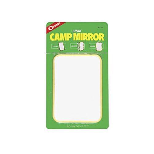Coghlan's 3-Way Camp Mirror, Colorful Plastic, Clamps w/ Hook Signal Survival