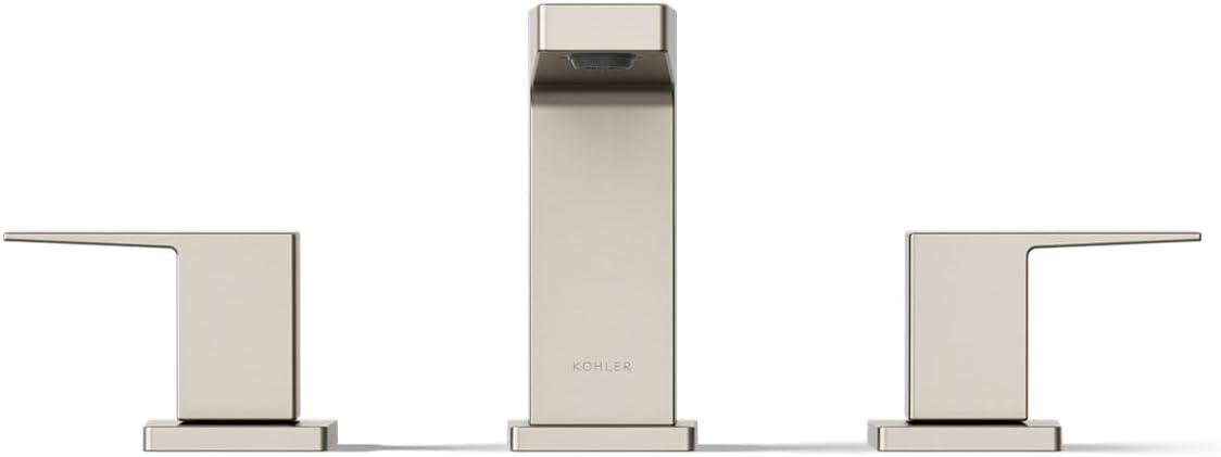 Kohler Honesty Widespread Bathroom Faucet with Pop-Up Drain Assembly, 3-Hole 2-Handle Bathroom Sink Faucet, 1.2 gpm