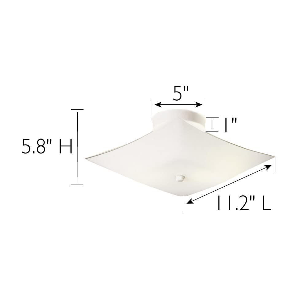 Design House 501338 Two-Light Square Frosted White Glass Semi-Flush Ceiling Mounted Light 11-inch, White