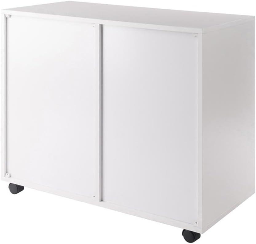 White Mobile 2-Drawer Filing Cabinet with Adjustable Shelf