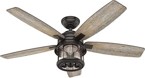 52" Coral Bay 5 - Blade Outdoor Standard Ceiling Fan with Remote Control and Light Kit Included