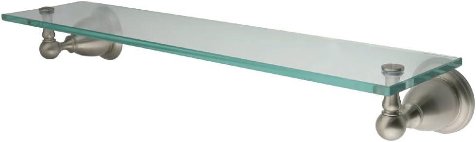 Elegant Brushed Nickel Glass Bathroom Shelf with Heritage Bracket