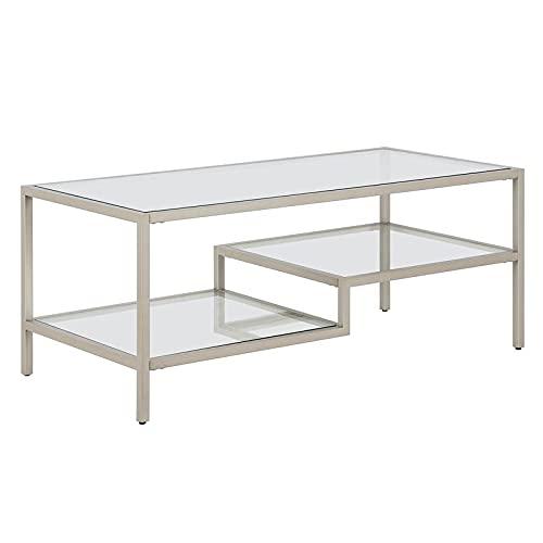 Satin Nickel Medium Rectangular Glass Coffee Table