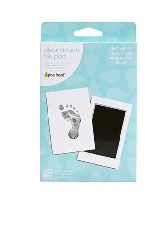 Pearhead Newborn Baby Handprint and Footprint Kit - No Mess Clean-Touch Ink Pad With Impression Cards, Safe for Skin, Perfect Keepsake for Family, Acid-Free, Black