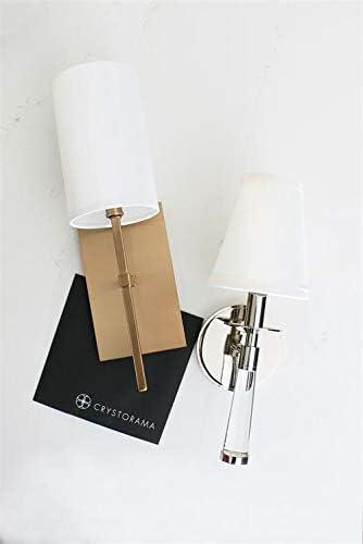 Aged Brass and White Silk 1-Light Wall Sconce