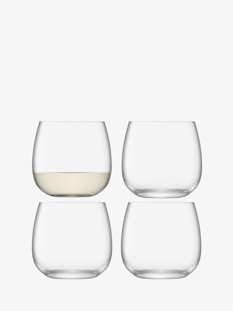 Clear Recyclable Stemless Wine Glass Set of 4