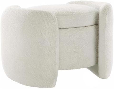 Modway Nebula Modern Boucle Fabric Upholstered Ottoman in Ivory