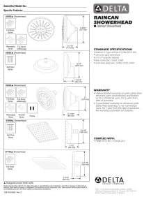 Stainless Steel Square Rain Shower Head with Touch-Clean Nozzles