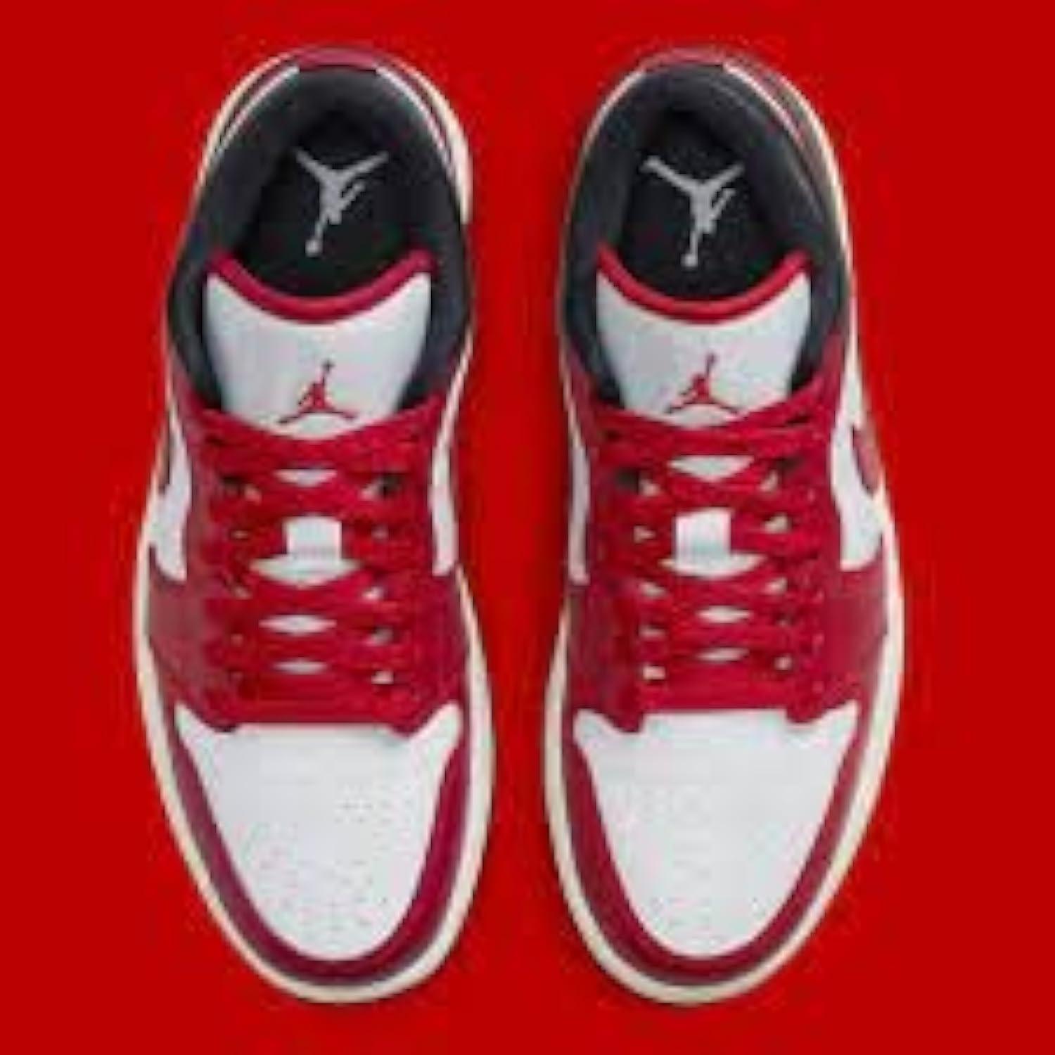 Women's White and Red Genuine Leather Casual Sneakers