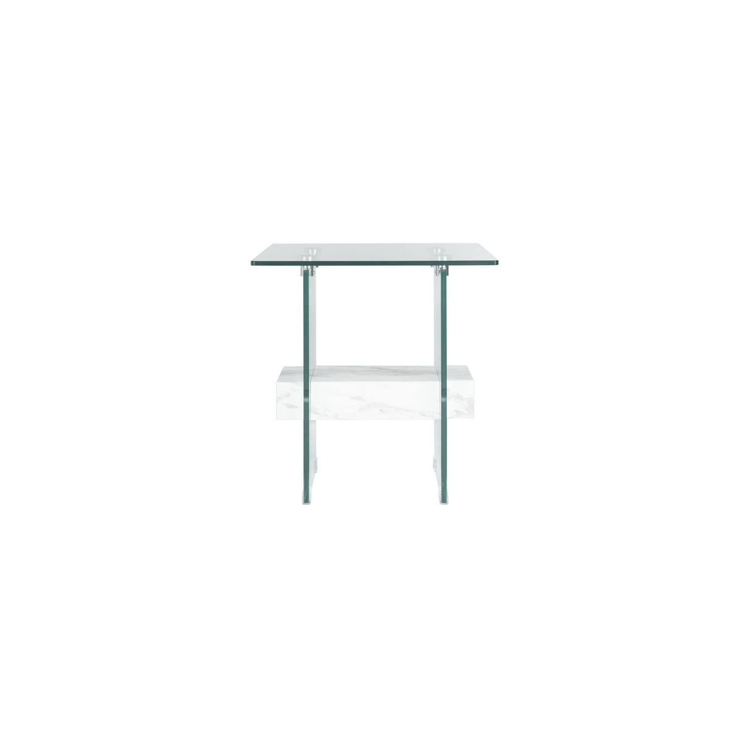 Kayley Accent Table - Glass/Faux White Marble Shelf - Safavieh.