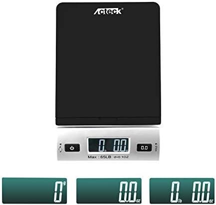 Acteck A-CK65BS 65LBx0.1OZ Digital Shipping Postal Scale with Batteries and AC Adapter, Black Silver