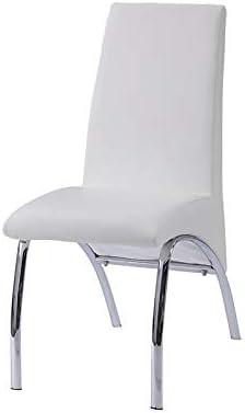 Set of 2 17" Pervis PU Dining Chairs White/Chrome - Acme Furniture: Metal Frame, Polyurethane Upholstery, Armless Design