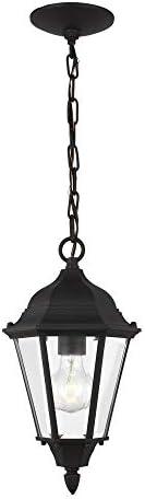 Bakersville Black Outdoor Pendant with Satin Etched Glass