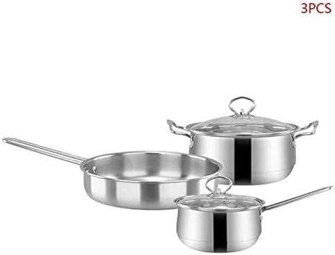 CIYISON 3Pcs Stainless Steel Pot Frying Pans Set Pressure Cooker Braised Cooking Milk